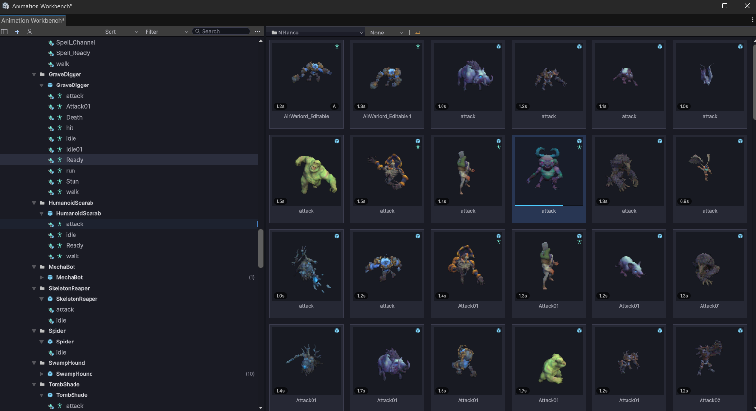 The browser in grid view with the inspector panel open