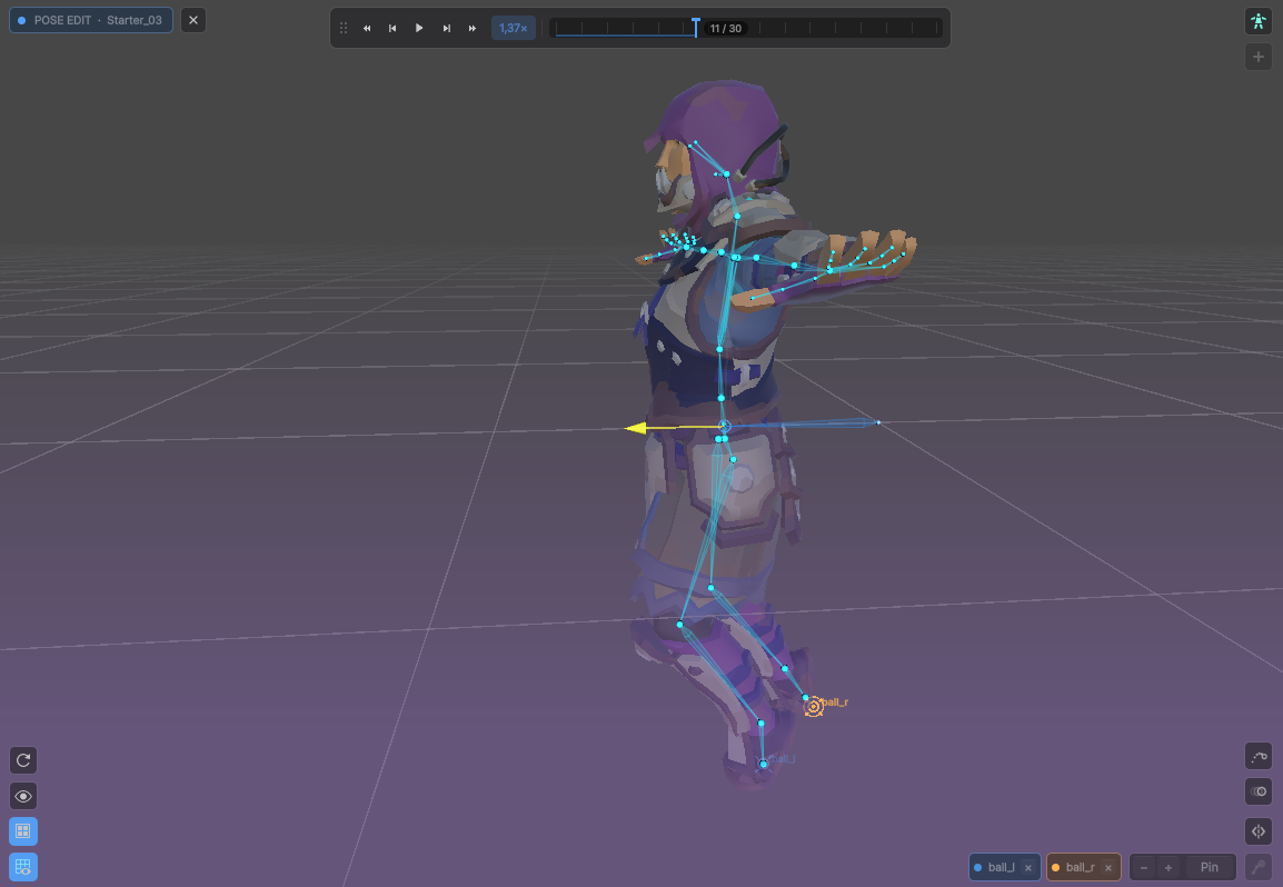 An IK chain with a pinned foot